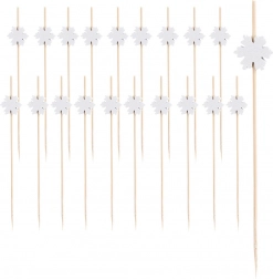Bambusové párty napichovátka so snehovou vločkou 12 cm, 20 ks
