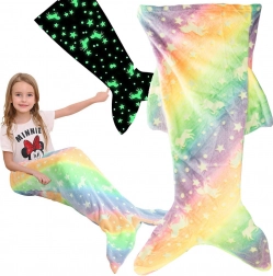 Dúhová svietiaca deka v tvare chvosta morskej panny pre deti