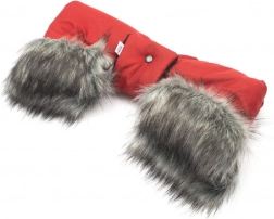 Rukávnik na kočík 2v1 s kožušinou červený