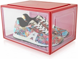 3x organizér na topánky – červené boxy až do veľkosti 47