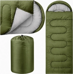 Turistický spacák múmia 2v1 s kapucňou 210 × 70 cm, zelený