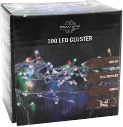 Svetelná reťaz s časovačom, 100 LED, zhluk 100 cm