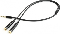 Audio adaptér 3,5 mm 4pin na 2× 3,5 mm (slúchadlá + mikrofón), 0,2 m