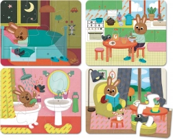 Vilac drevené puzzle dom – 4 sady po 6 dielikoch v boxe