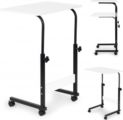 Mobilný stolík na notebook na kolieskach - biely