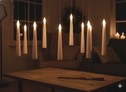 Sada 10 visiacích LED sviecok s kúzelnou paličkou 1,5 × 15,5 cm