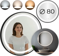 Okrúhle LED nástenné zrkadlo 80 cm s dotykovým ovládaním a stmievaním MODERNHOME