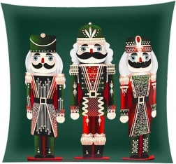 Plyšový obliečok na vankúš 40 × 40 cm s motívom NUTCRACKER – Zelená