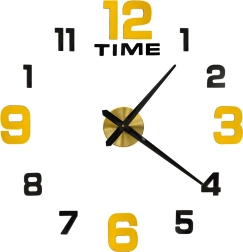 Nástenné samolepiace hodiny DIY 100–120 cm, čierno‑zlaté, 12 číslic