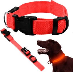 LED svietiaci obojok pre psy a mačky, nastaviteľný 36–59 cm, červený