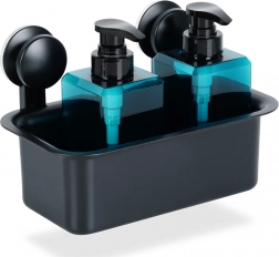 Čierna nástenná sprchová polička s prísavkami 23,5 × 13,5 × 15 cm VILDE