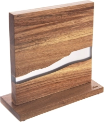 Drevený magnetický obojstranný stojan na nože River z akáciového dreva