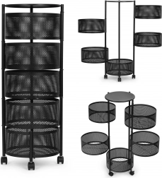 Kuchynský policový organizér s otočnými policami, 5 úrovní, kov, ModernHome