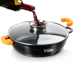 Hlboká granitová panvica so sklenenou pokrievkou TERRUNA AROMA 24 cm, 2,1 l