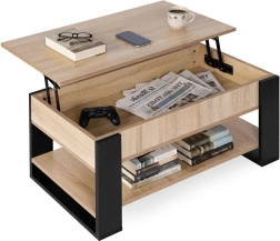 Konferenčný stolík s výklopnou doskou 90 cm, úložným priestorom a policou, dub sonoma, ModernHome