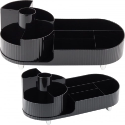 čierny otočný multifunkčný organizér na kozmetiku a pracovný stôl