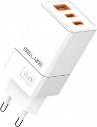 Sieťová nabíjačka 65 W GaN s 2× USB‑C a USB‑A, biela