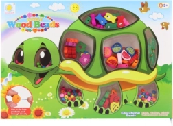 Drevené koráliky korytnačka – sada na navliekanie