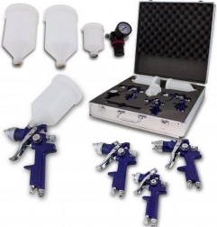 Sada 3 HVLP striekacích pištolí s nerezovými tryskami 1,7 / 1,4 / 1,0 mm