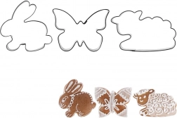 Sada nerezových vykrajovačiek na sušienky zajačik, motýľ a ovečka – 3 ks