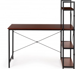 Drevený počítačový stôl s loftovými policami