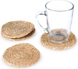 Prírodné jutové podtácky pod poháre 10 cm, sada 4 ks