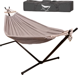 Záhradná hojdačková hojdacia sieť so stojanom a drevenou rozpierkou