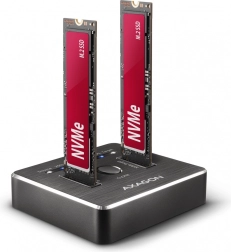 Stolná dokovacia stanica AXAGON pre dvojité NVMe diskové klonovanie USB-C