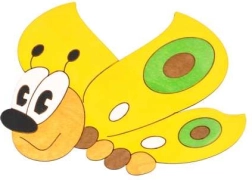 Stredná drevená dekorácia motýľ žltý