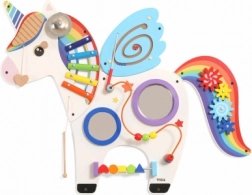 Viga drevená nástenná zmyslová tabuľa jednorožec FSC Montessori