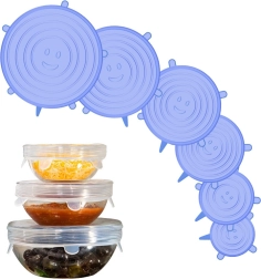 Silikónové naťahovacie pokrievky na potraviny – sada 6 ks – Sada