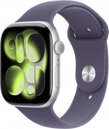 Apple Watch Series 11 GPS hliníkové puzdro 42 mm strieborné, športový remienok mliečne fialový M/L