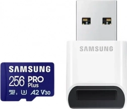 Pamäťová karta Samsung PRO Plus microSDXC 256 GB U3 A2 V30 s USB čítačkou