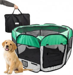 Veľký skladací výbeh pre psy a malé zvieratá 125 cm zelený s prepravnou taškou