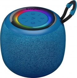 bezdrôtový bluetooth reproduktor savio s rgb podsvietením, 5 w, ipx4, modrý