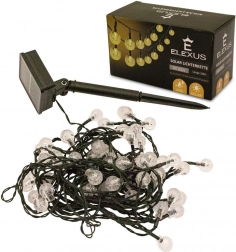 Solárny svetelný reťaz 10 m, 60 LED, teplá biela, vodotesný IP65