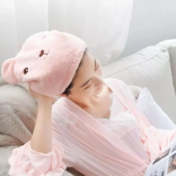 Rýchloschnúci uterák na vlasy 4 v 1 - ružový