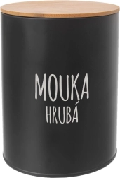 Plechová dóza s bambusovým vekom na hrubú múku 13 cm čierna