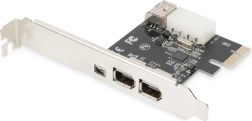 PCIe FireWire 800/400 radič s low‑profile záslepkou, 2× externé + 1× interné