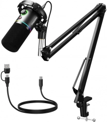 Dynamický USB/XLR mikrofón Maono PD200XS s RGB podsvietením – čierny