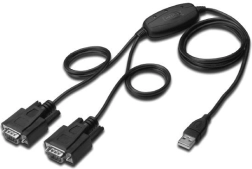 USB 2.0 adaptér na 2x RS232 (DB9) s káblom USB A M/Ž dĺžka 1,5 m