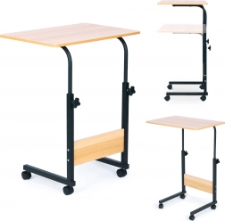 Mobilný stôl na notebook s kolieskami - hnedý ModernHome