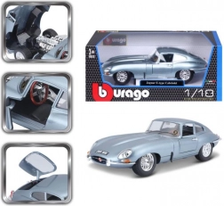 Bburago 1:18 Jaguar E Coupé metalická strieborno-modrá