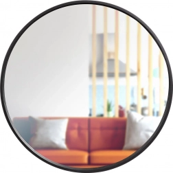 Okrúhle nástenné zrkadlo s čiernym dreveným rámom 50 cm