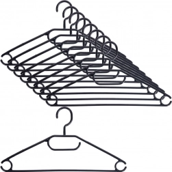čierne otočné vešiaky na oblečenie 10 ks