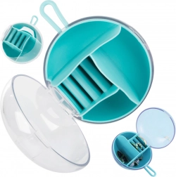 Cestovná okrúhla šperkovnica s priehradkami