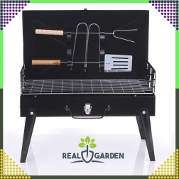 Skladací prenosný cestovný gril v kufríku so sadou náradia
