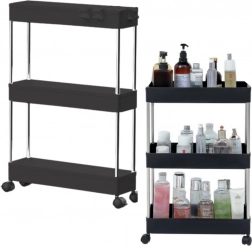 Pojazdná knižnica s 3 policami na kolieskach – čierna