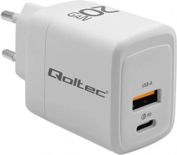 Biela nabíjačka 20W GaN s USB-C PD a USB QC 3.0