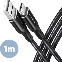 USB kábel Axagon USB-C na USB-A, 1m, čierny